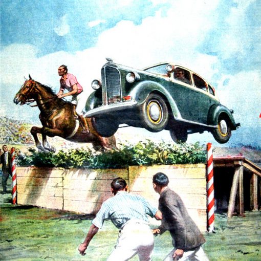 I Disegni di Achille Beltrame: “L'automobile contro il cavallo"