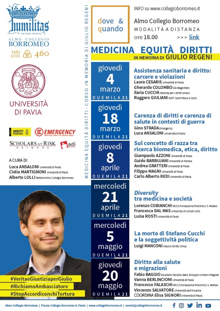 Medicina, Equità, Diritti. In memoria di Giulio Regeni