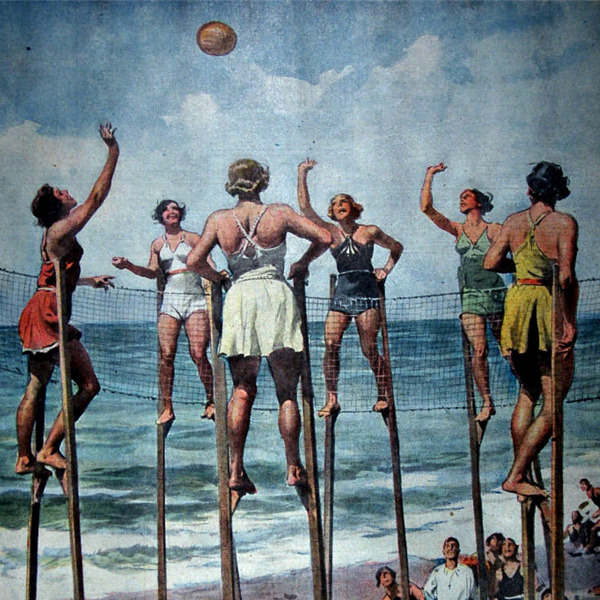 I Disegni di Achille Beltrame: "La pallacorda sui trampoli"