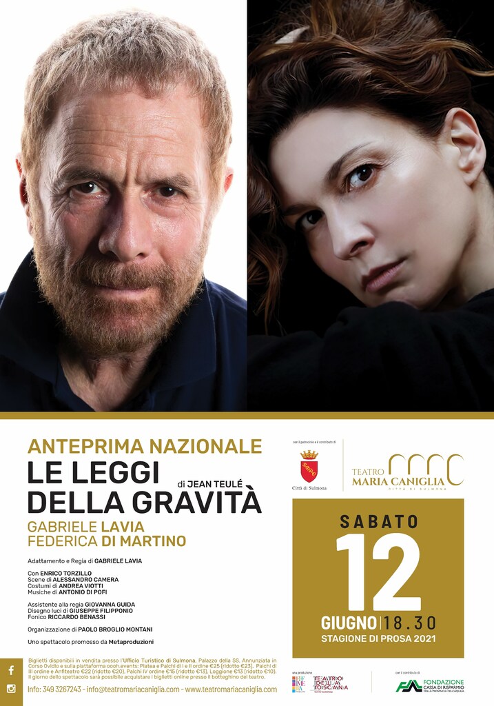 Teatro: "Le leggi della gravità" con Gabriele Lavia e Federica Di Martino