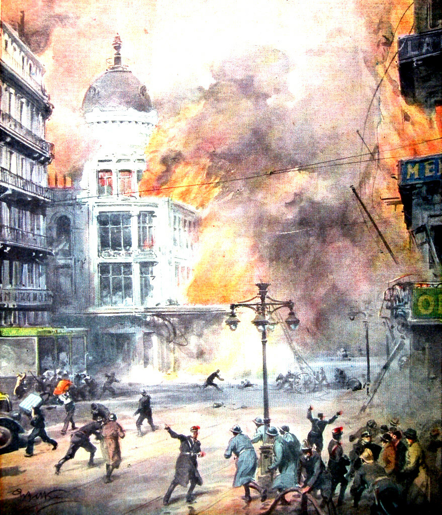 I Disegni di Achille Beltrame: "Lo spaventoso incendio nel centro di Marsiglia"